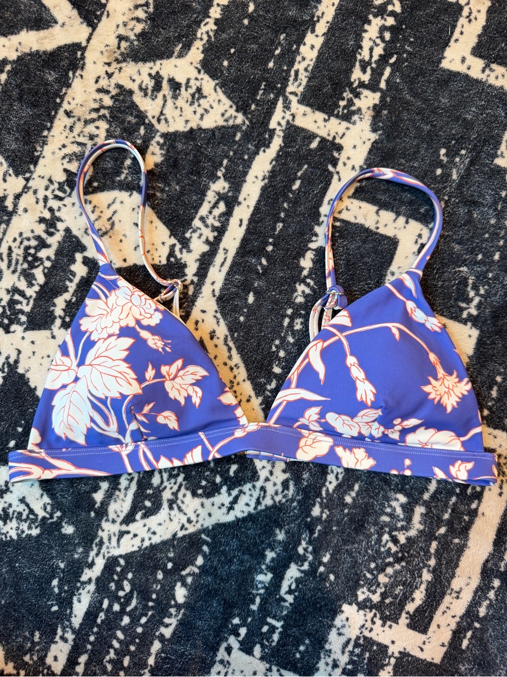 Summersalt Floral Triangle Bikini Top Blue Purple Size 4
